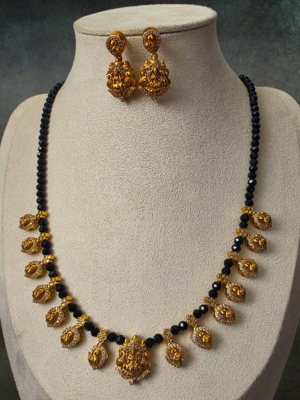 Lakshmi Black Bead Necklace